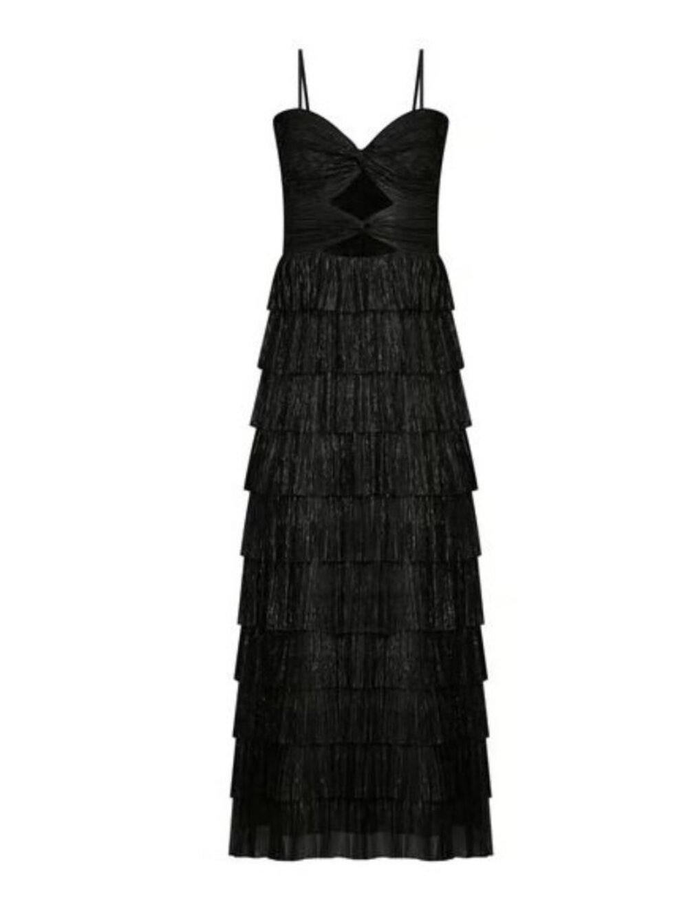 Gianni Bini Grace DRESS Sz 6 Metallic Plisse Sweetheart Neck Cut-Out Tiered NEW - Picture 6 of 11